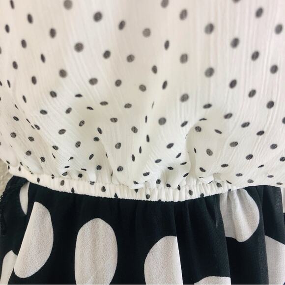 Maurices Fit & Flare Blue White Polka Dot Sundress Layered Handkerchief Hem - Picture 5 of 16